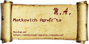 Matkovich Agnéta névjegykártya